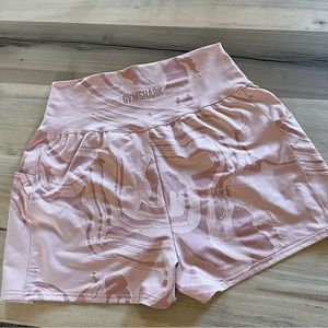 Gymshark pink power jacquard shorts, loose flutter fit, high rise medium EUC